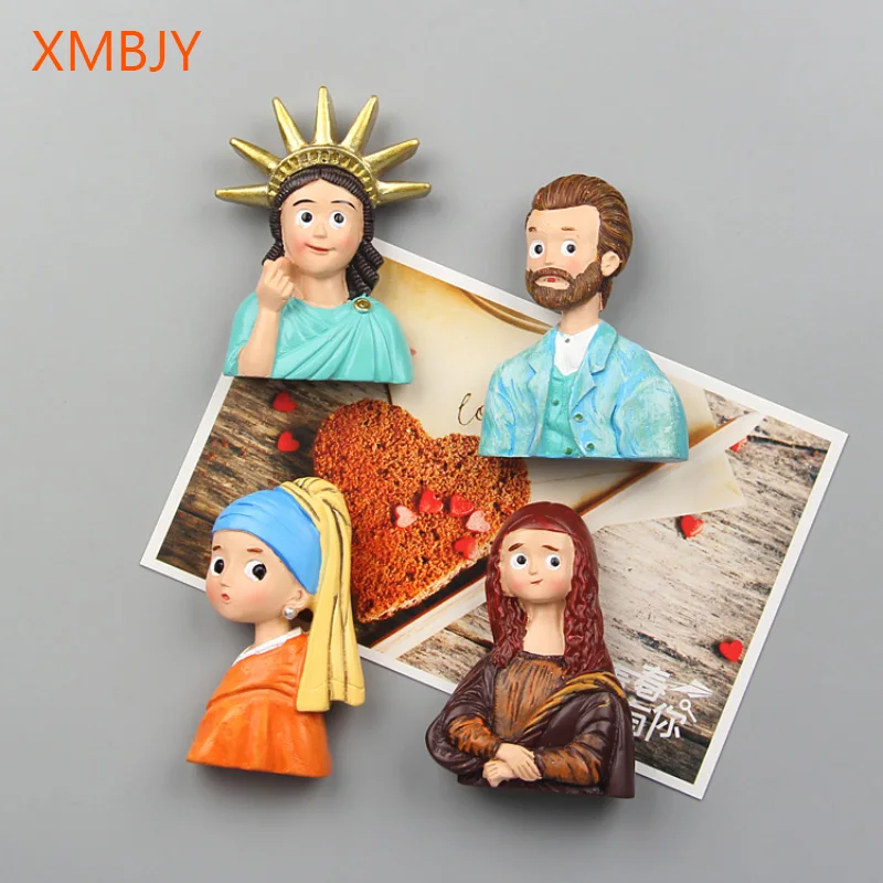 4 шт./лот для детей мультики опт 3D магниты на холодильник &quotВан Гог&quot &quotМона Лиза