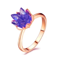 fashion foreign trade creative lotus ring personality wild ins style colored gemstone flower female ring