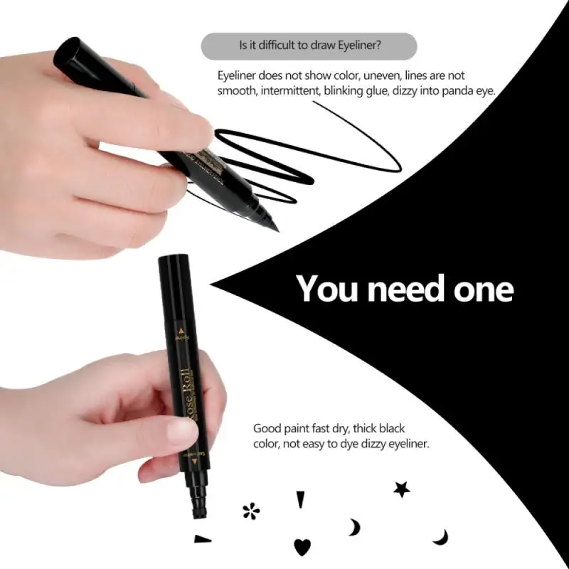 

2 In1 Eyeliner Stamp Starry Sky Snow Liquid Eyeliner Pencil Stamp Triangle Seal Eyeliner Waterproof Quick Dry Cosmetics TSLM1