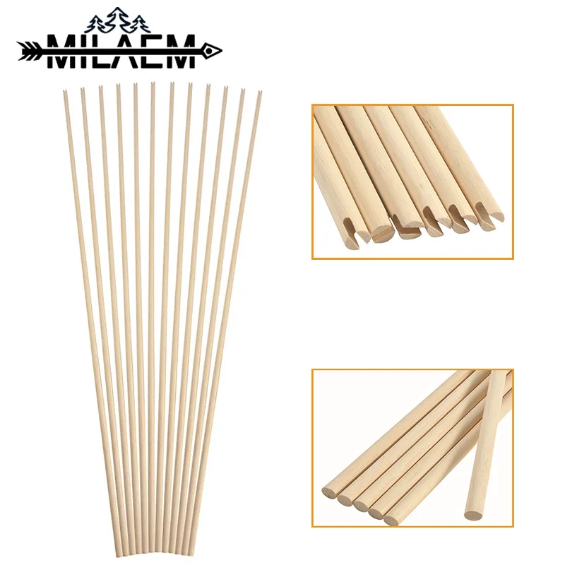 

12Pcs 8/8.5mm Diamete Archery Wood Arrow Shaft Indonesian White Wood Arrow Shaft for Recurve Longbow Outdoor Hunting Accessories