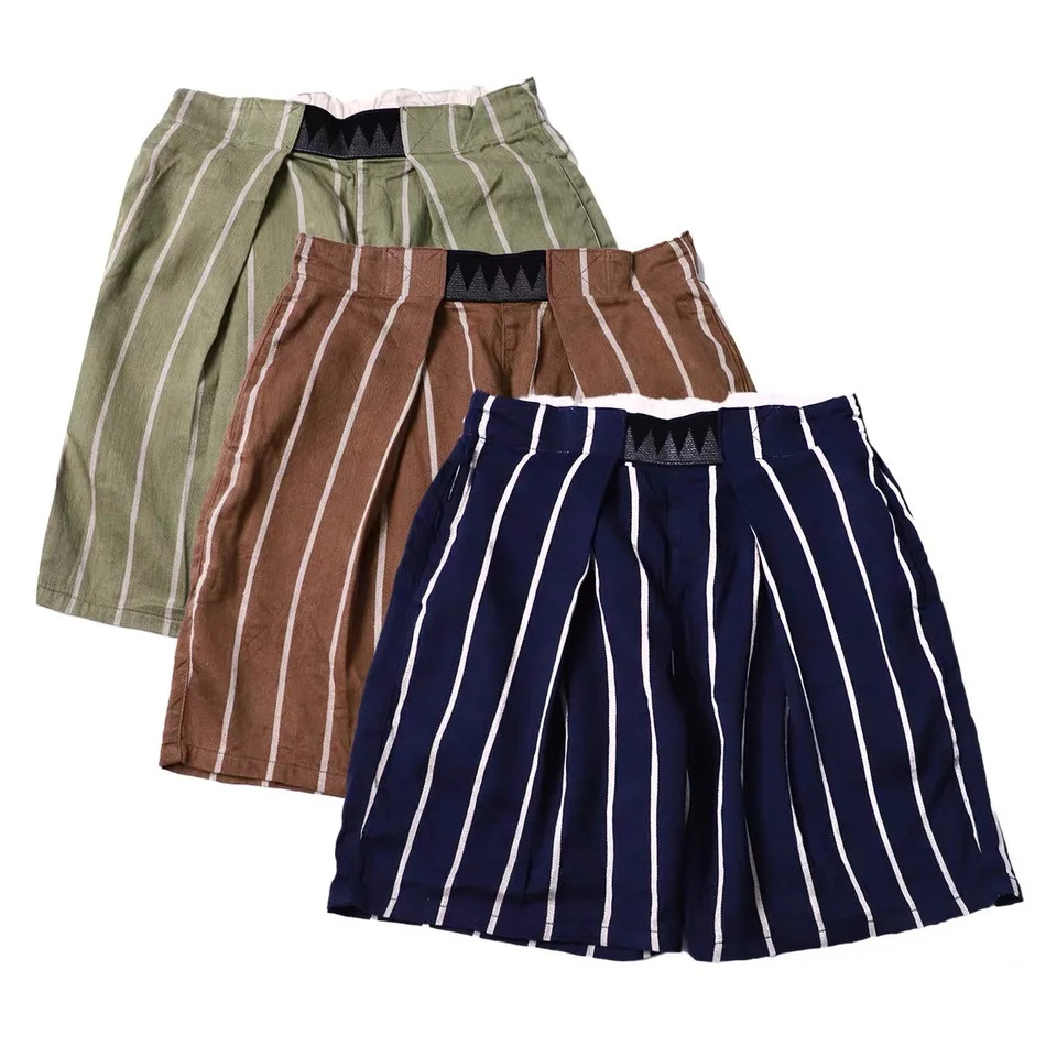

Best Quality Vintage KAPITAL 1:1 Shorts Men Women KAPITAL Striped Shorts Patch HeavyFabric Breeches streetwear men