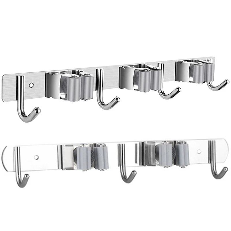 

Broom Mop Holder Wall Mount Stainless Steel Tool Hanger Organizer For Home, Kitchen, Garden, Garage