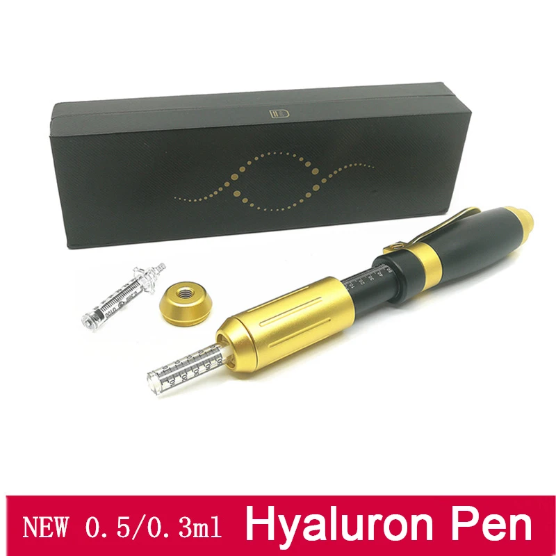 2in1 Meso Injection Gun Hyaluron Pen 0.3ml&0.5ml Head Gold Hyaluronique Acid Pen Lip Filler Jnjector Noninvasive Nebulizer New