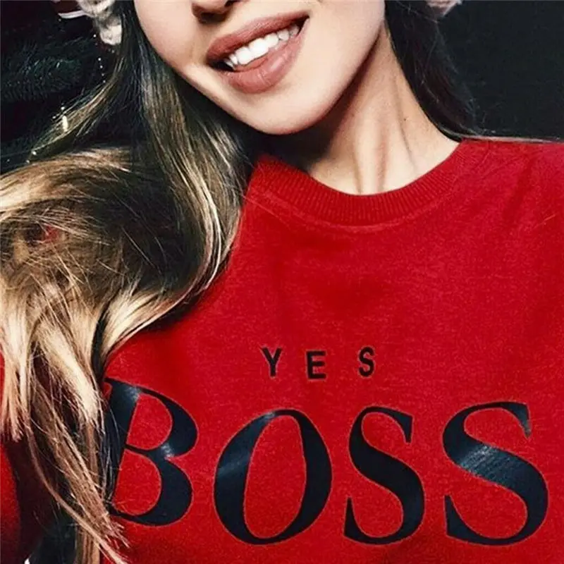 Да с надписью Boss Печатный женский свитер осень зима капюшоном длинным рукавом