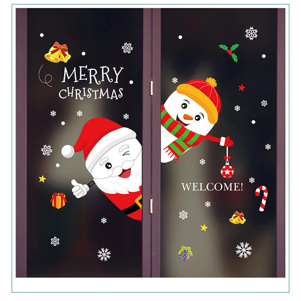 Рождественские украшения окна стеклянные Праздничные наклейки двухсторонняя