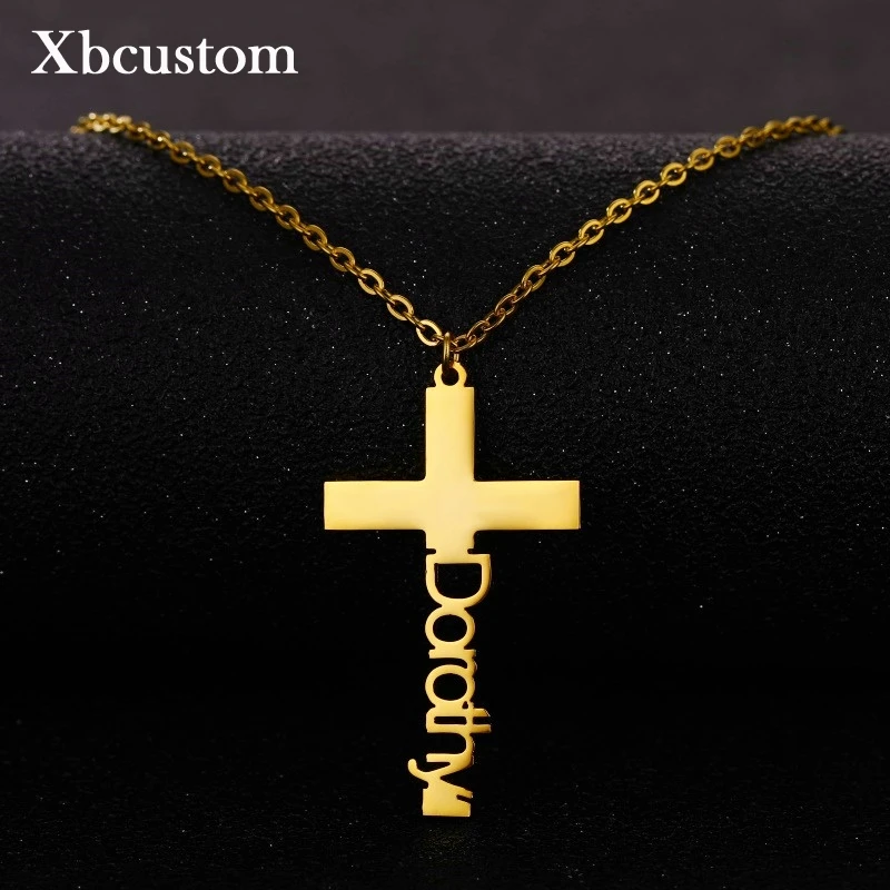 Женское ожерелье с подвеской крестом из нержавеющей стали|Индивидуальные Ожерелья| |