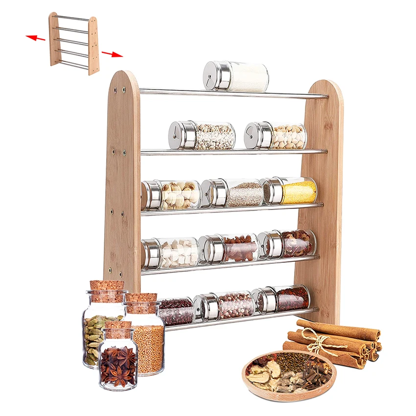 

Stainless Steel Retractable Spice Rack Kitchen Multilayer Spice Rack Mason Jar Rack Kitchen Telescopic Seasoning Rack