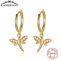 s925 sterling silver earrings mini aaa shiny zircon hoop earrings for women cute butterfly gold circle earrings