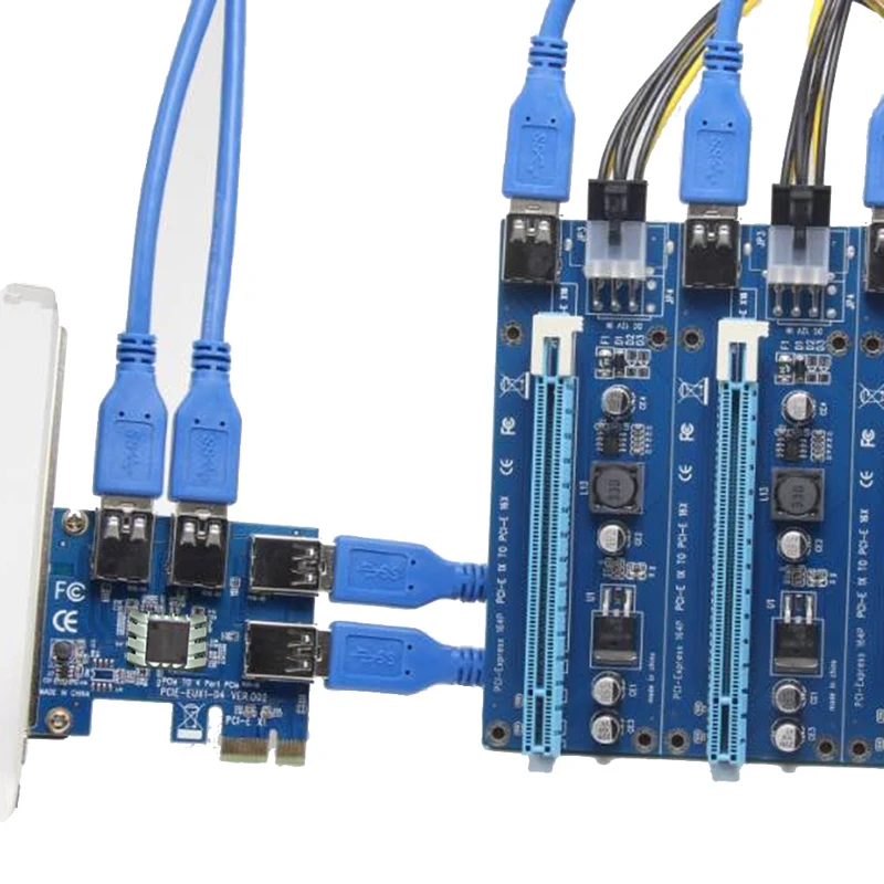 Новый PCIe от 1 до 4 16X Riser Card PCI E 1X USB 3 0 переходная карта плата разветвителя адаптера