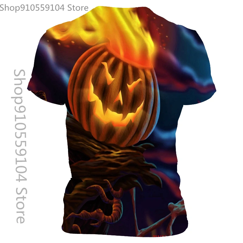 

Men's Summer New Casual Fashion Short Sleeve Harajuku Street Cool Top 3D Halloween Novelty Print T-shirt