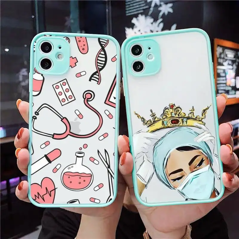 

Medicine Doctor Nurse Phone Cases Matte transparent For blue iPhone 12 Mini 11 Pro XR XS Max 7 8 Plus X Back Cover