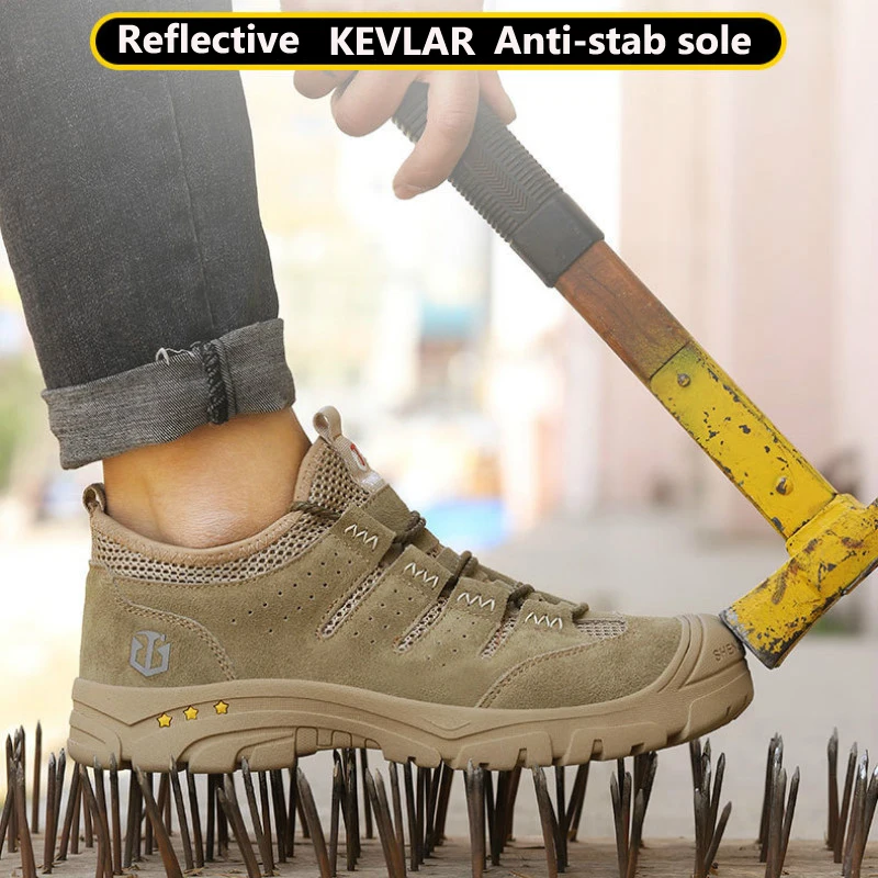 

Men's Steel Toe Cap Protective Ryder Work Shoes Boots Men Steel Mid Sole Safety Indestructible Work Sneakers Breathable Shoes