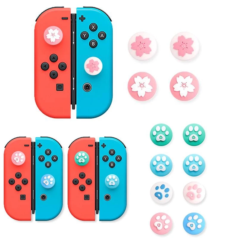 

Cute Cat Paw Claw Sakura Thumb Stick Grip Cap Joystick Cover For Nintendo Switch Lite Joy-Con Controller Gamepad Thumbstick Case