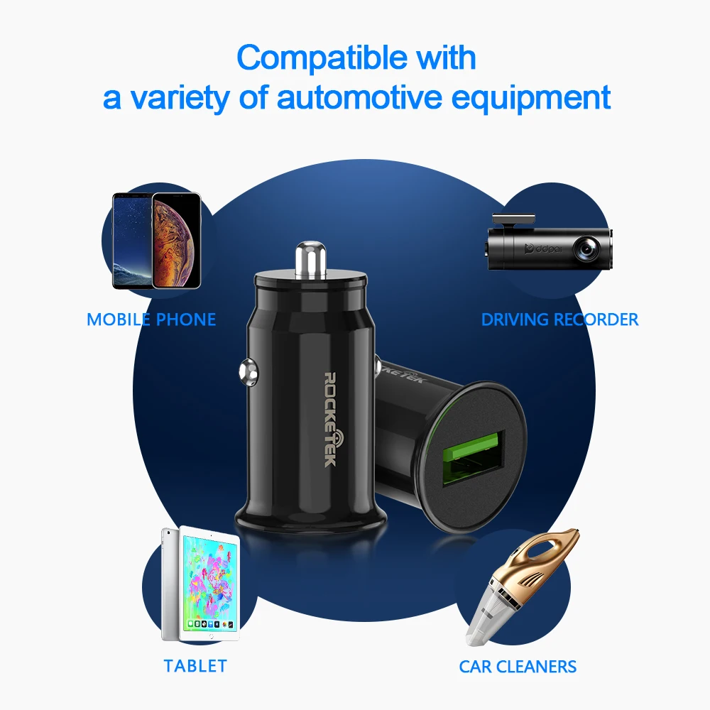 Rocketek Mini USB Автомобильное зарядное устройство быстрой зарядки 3 0 Автомобильный