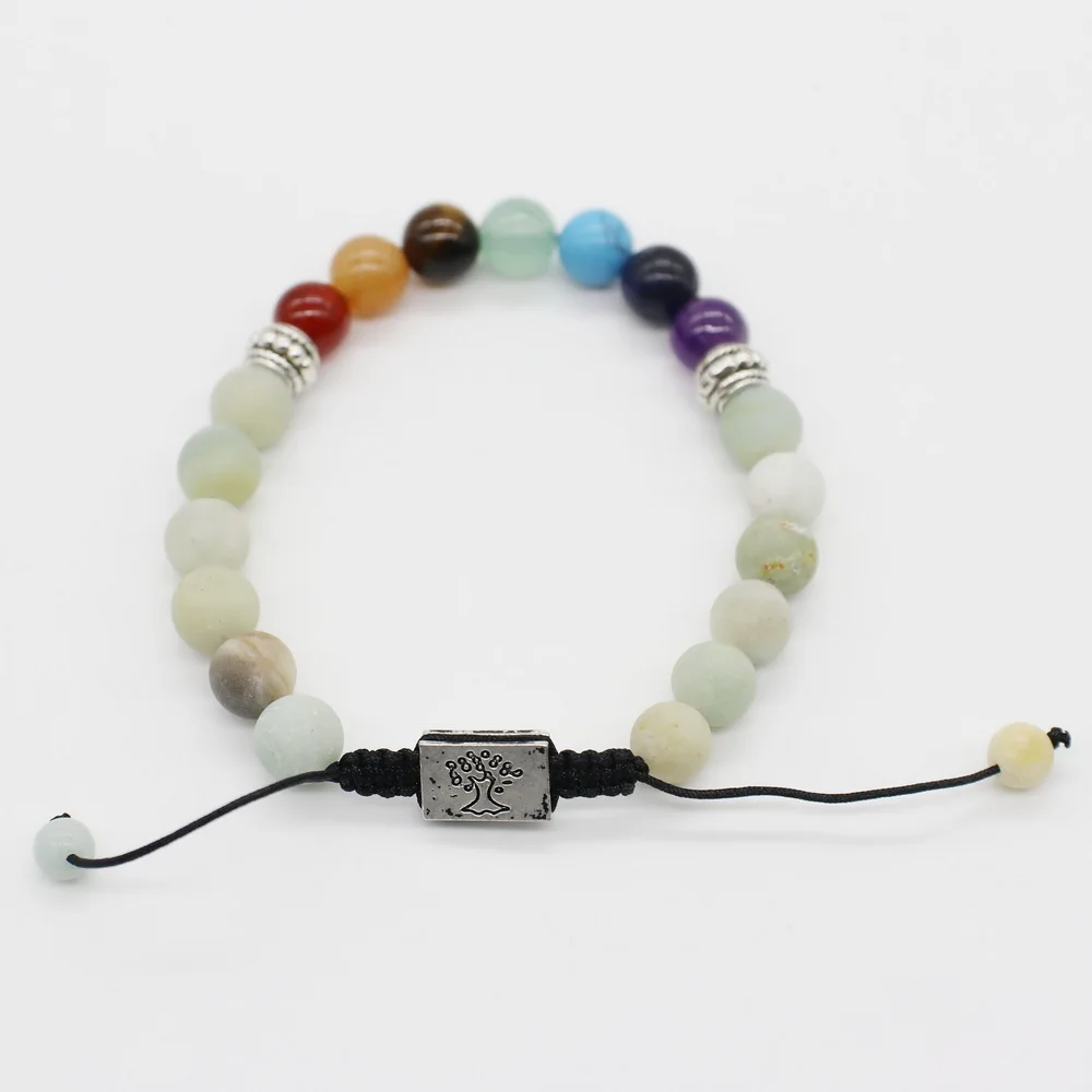8 мм натуральный камень браслет ручного вязания Регулируемый с matal в Древо жизни