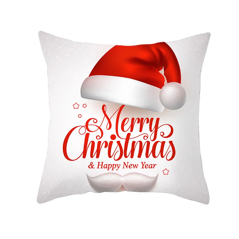 

Christmas New Peach Skin Pillowcase Cartoon Printing Square Pillowcase Home Cushion Cover
