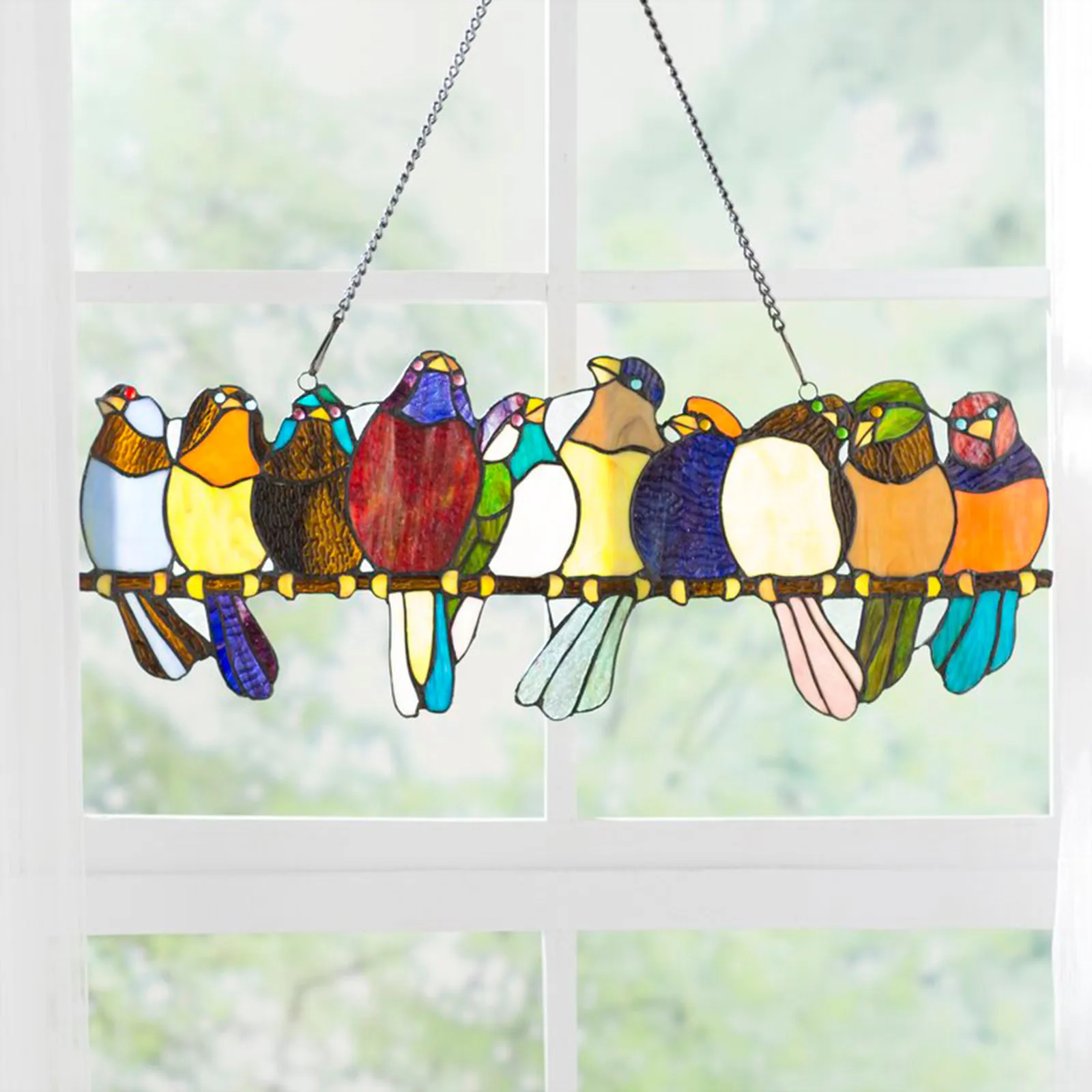 Декоративные акриловые украшения в виде птиц стильная витражная панель для окна