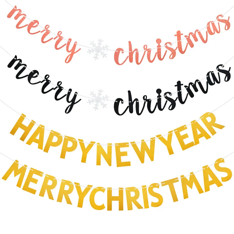 

1Pc Merry Christmas Paper Banner Decoration Santa Snowflake Bunting For Home Ornaments Happy New Year Gift 2021 Xmas Navidad