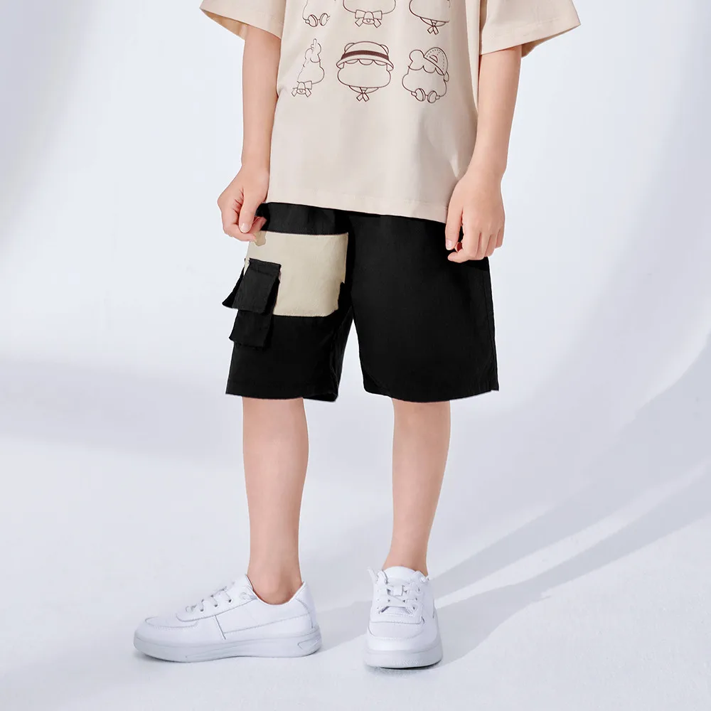 

Hollead Children Cargo Pants 2021 Summer Cotton Casual Shorts Pocket Design Boys 4-13 Years Teenager Beach Loose Sport Trousers