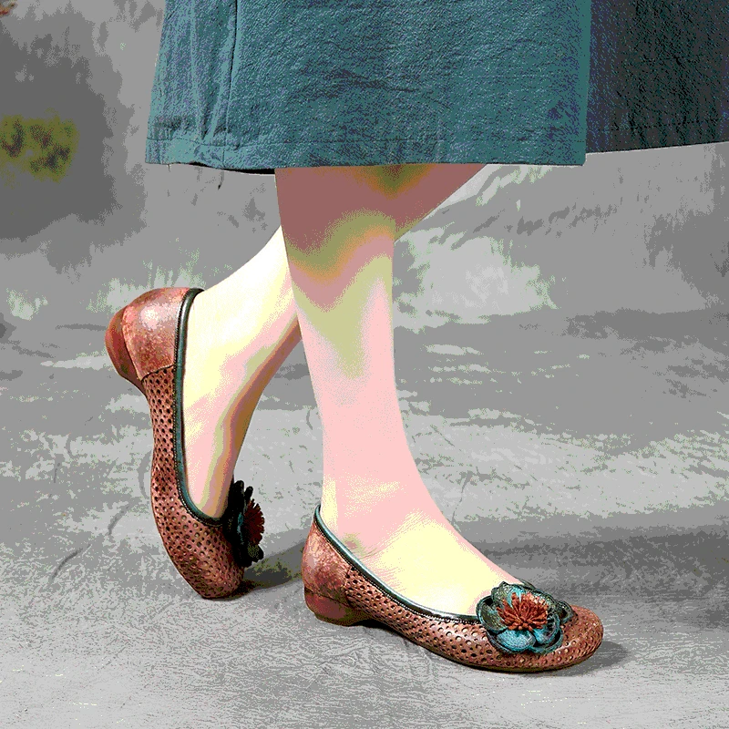 Сандалии женские в стиле ретро с цветами удобные уличные босоножки на низком