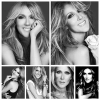 full square 5d diamond painting celine dion black and white rhinestone photo art embroidery cross stitch kit gift for home decor