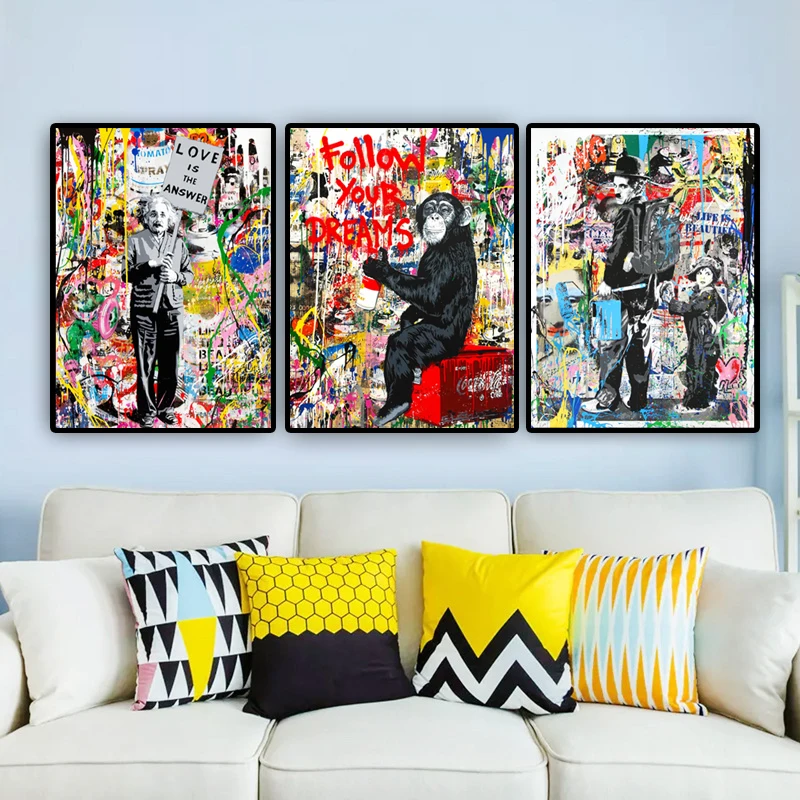 Классные настенные художественные постеры картины Обезьяны Следуй за вами