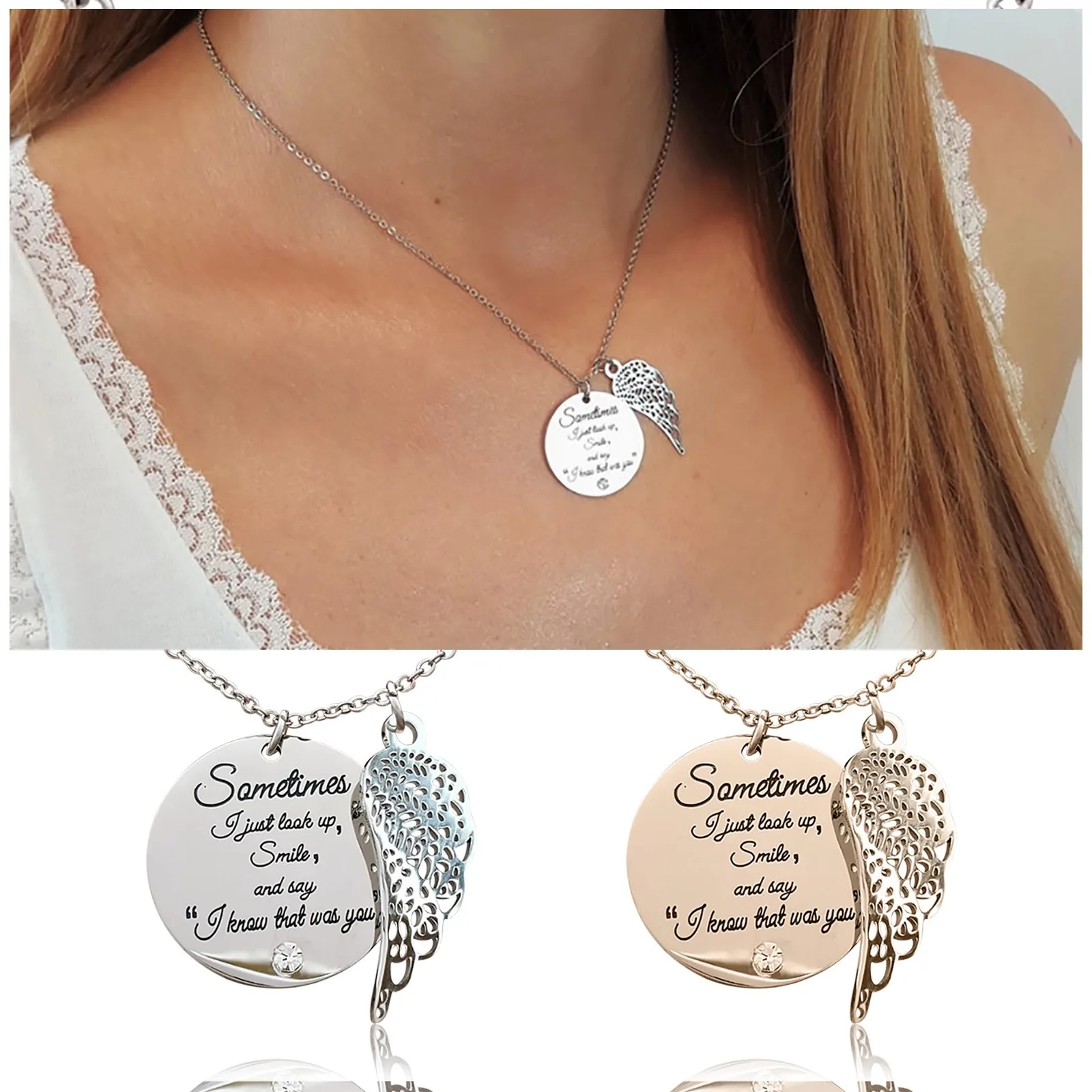 Подвеска ангельские крылья ожерелье с кулоном часть моего сердца в небесах