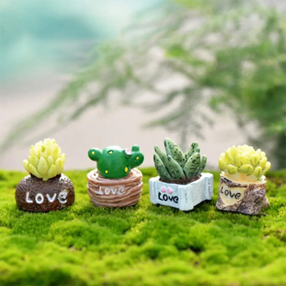 

4 pieces of miniature decoration cute exquisite resin creative mini bonsai miniature display Succulents plant