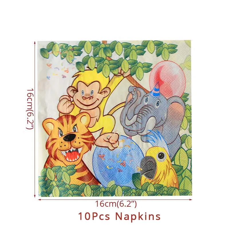 10pcs napkin Набор шаров в виде животных джунглей, украшения для вечеринки на день рождения, Детские шары в стиле сафари, животные в виде джунглей, товары для вечеринок, Декор - Цвет: 10pcs napkin