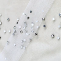 white french tulle net lace with beads fabric high quality bridal pearl mesh sewing material accessories for women dresses gown
