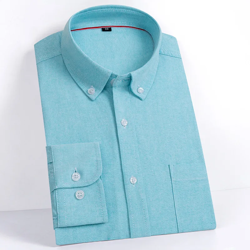 2021 Outdoor army green cotton oxford long-sleeved white shirt men's washed autumn new shirt casual business men's clothing