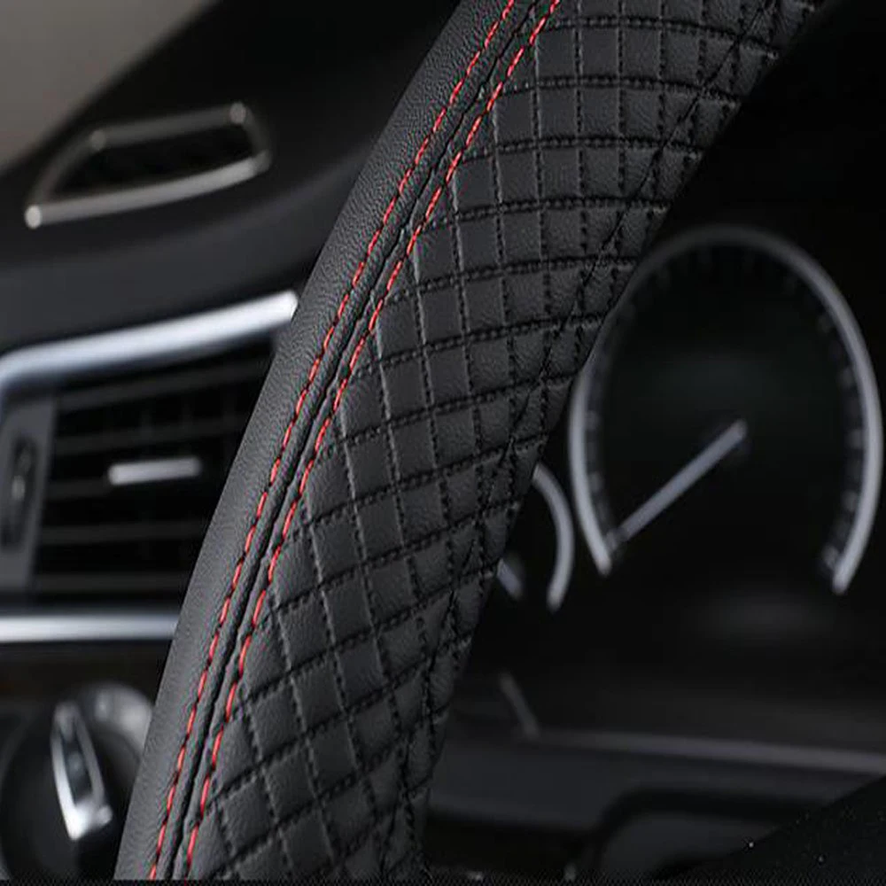 HITWH Leather Universal Car Steering Wheel Cover 37CM 38CM Car Styling Sport Auto Steering Wheel Covers Anti Slip