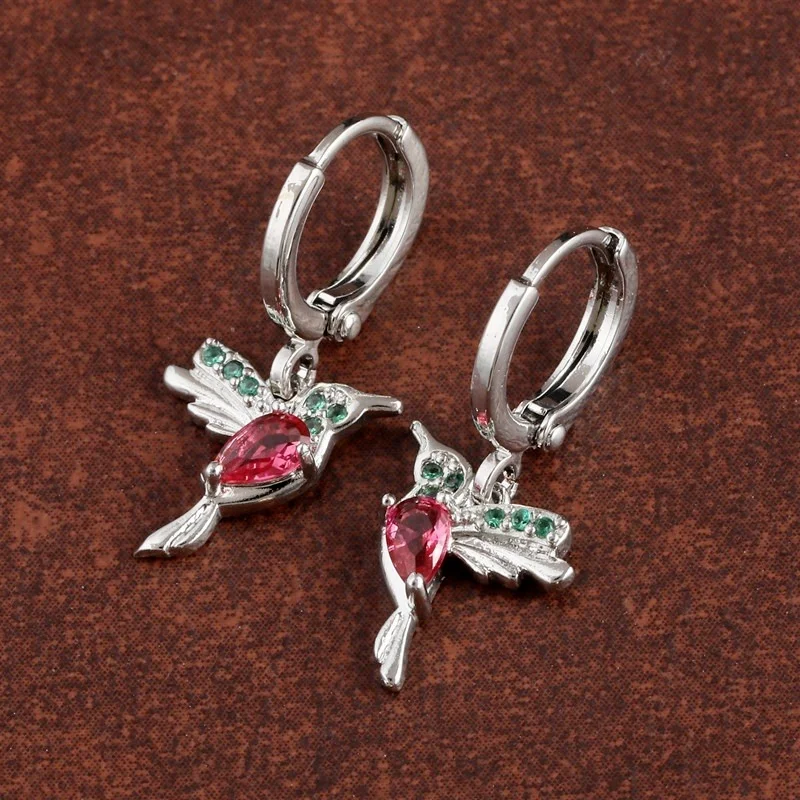 

Sweet and Gorgeous Micro-inlaid Cute Bird Fashion Exquisite Female Earrings Diamond Crystal Hoop Earrings Female Gifts