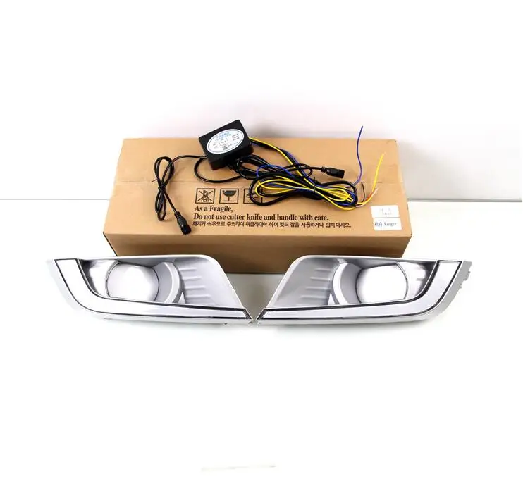 2 шт. для Ford Ranger Wildtrak 2015 2016 2017 2018 LED DRL Дневной ходовой светильник Дневной свет Туман Желтая фара поворота.