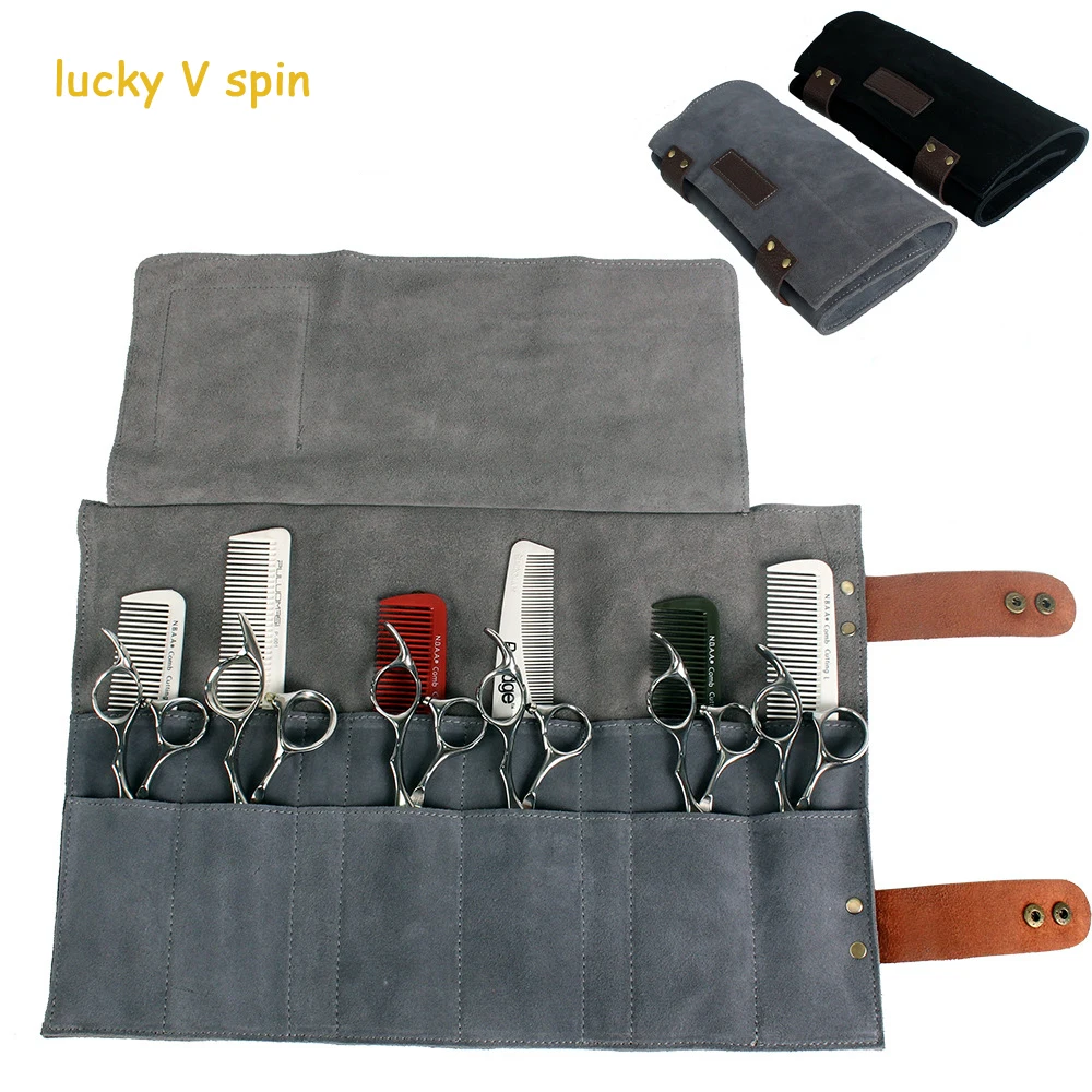 

Hairdressing Leather Scissors Bag Salon Shears Combs Folding Roll Bag Cutting Thinning Scissor Case Pocket Hairdresser Tool