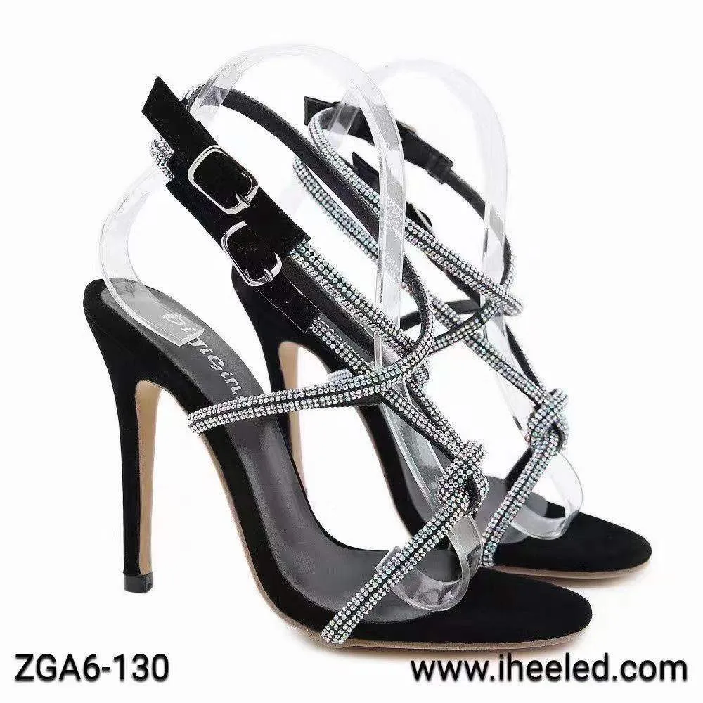 

2021 spring and summer leisure fashion trend fish mouth high heels cool women's cool high heels diamond beaded large size