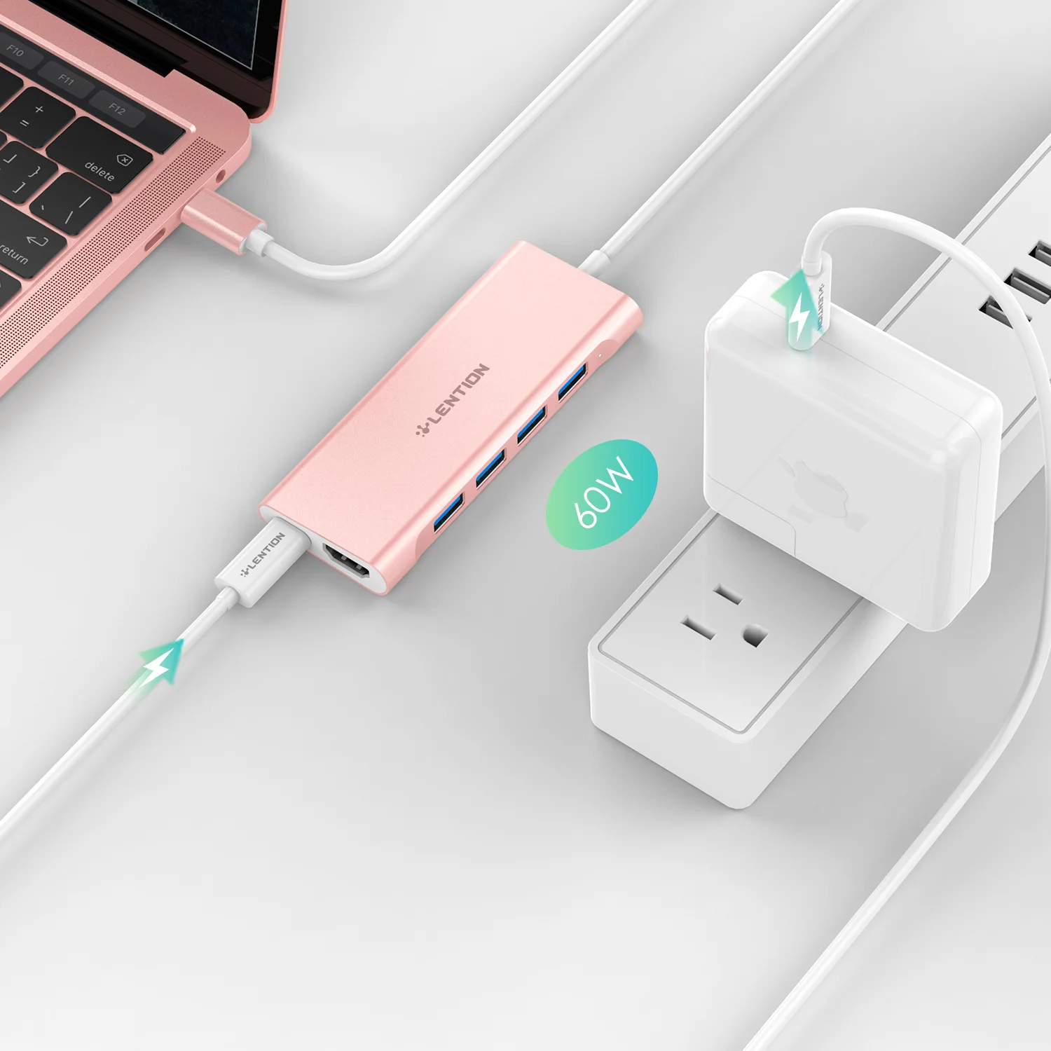 Многопортовый концентратор с длинным кабелем типа c 4K HDMI 4 USB 3 0 зарядный адаптер C