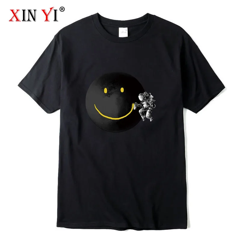 

XIN YI Men's T-shirt High Quality 100% cotton Funny spaceman printing casual loose o-neck men short sleeve t-shirt male tee tops