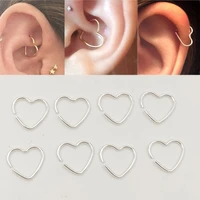 pack of 10 pcs 925 sterling silver heart nose ring nose helix cartilage hoop body piercing jewelry