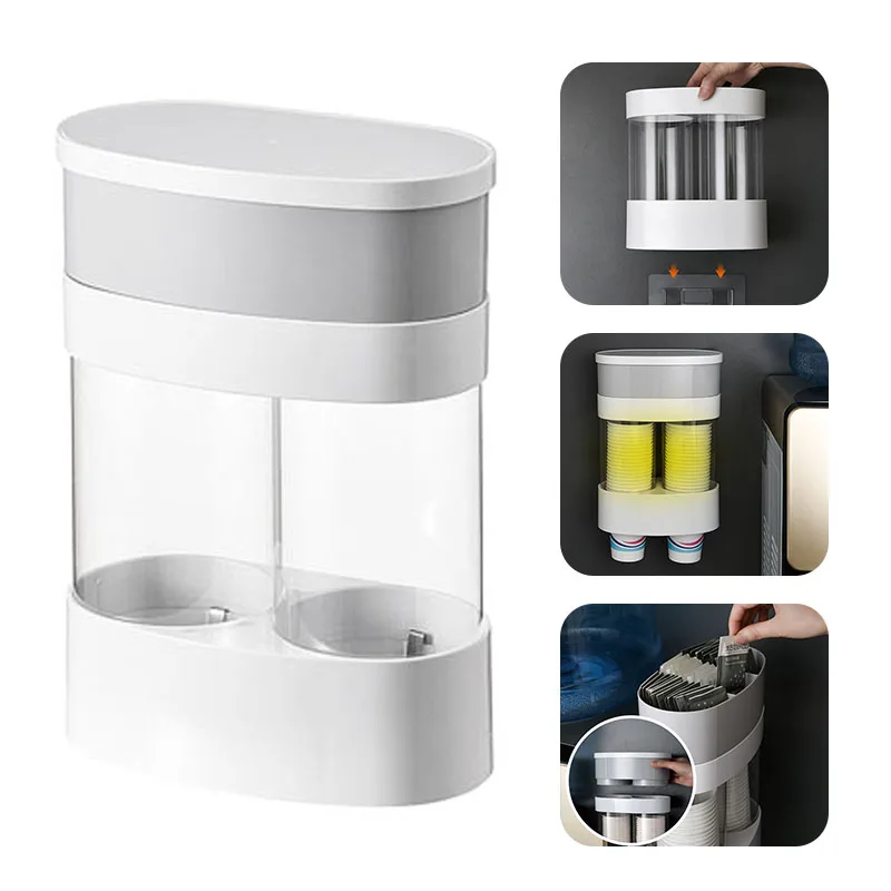 

Wall Mounted Cup Holder Disposable Cup Dispenser Paper Cup Holder Plastic Cups Contanier for Shop Restaurant Hotel Storage Rack