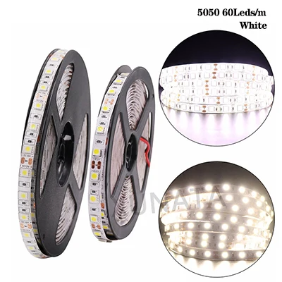 5050 60Leds W 5 м/лот DC12V SMD5050 5054 2835 Светодиодные ленты веревка лента 300 светодиодный 1200 светодиодный Водонепроницаемый гибкий светодиодный лента светильник домашний Декор Светильник - Испускаемый цвет: 5050 60Leds W