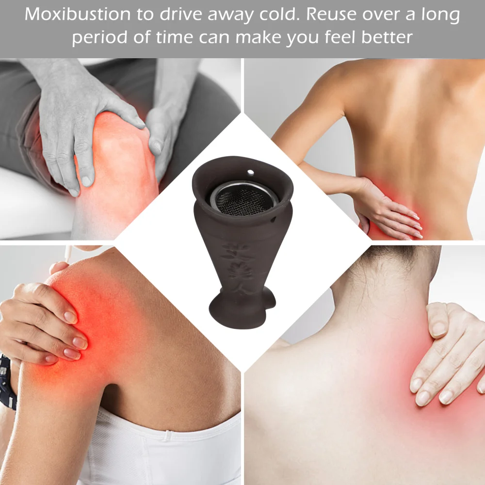 

Red Porcelain Moxa Burner Household Moxa Cup Massager Body Moxibustion Pot