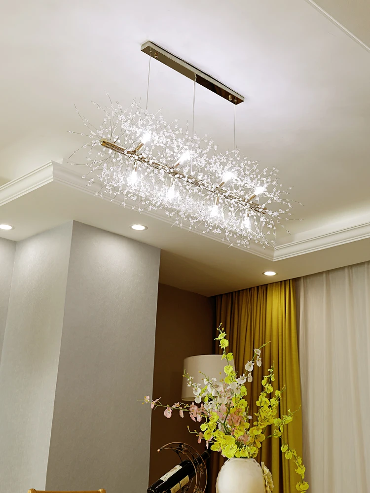 

Led Italian Luxury Crystal Pendant Lights Model Room After The Modern Simple Nordic Bedroom Restaurant Crystal Lamp Bed