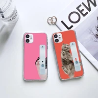 cute cat phone case wrist strap for iphone 7 8 11 12 x xs xr mini pro max plus hand band transparent clear