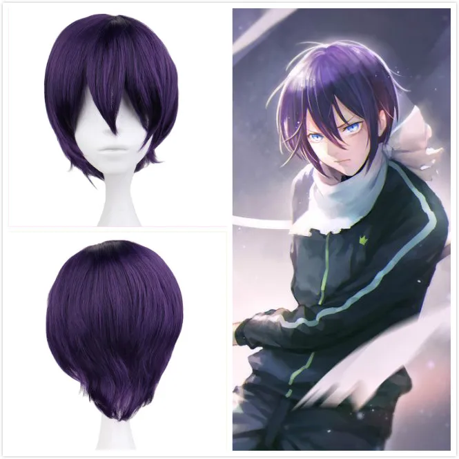 Аниме Noragami Yato фиолетовый короткий термостойкий синтетический волос Косплей