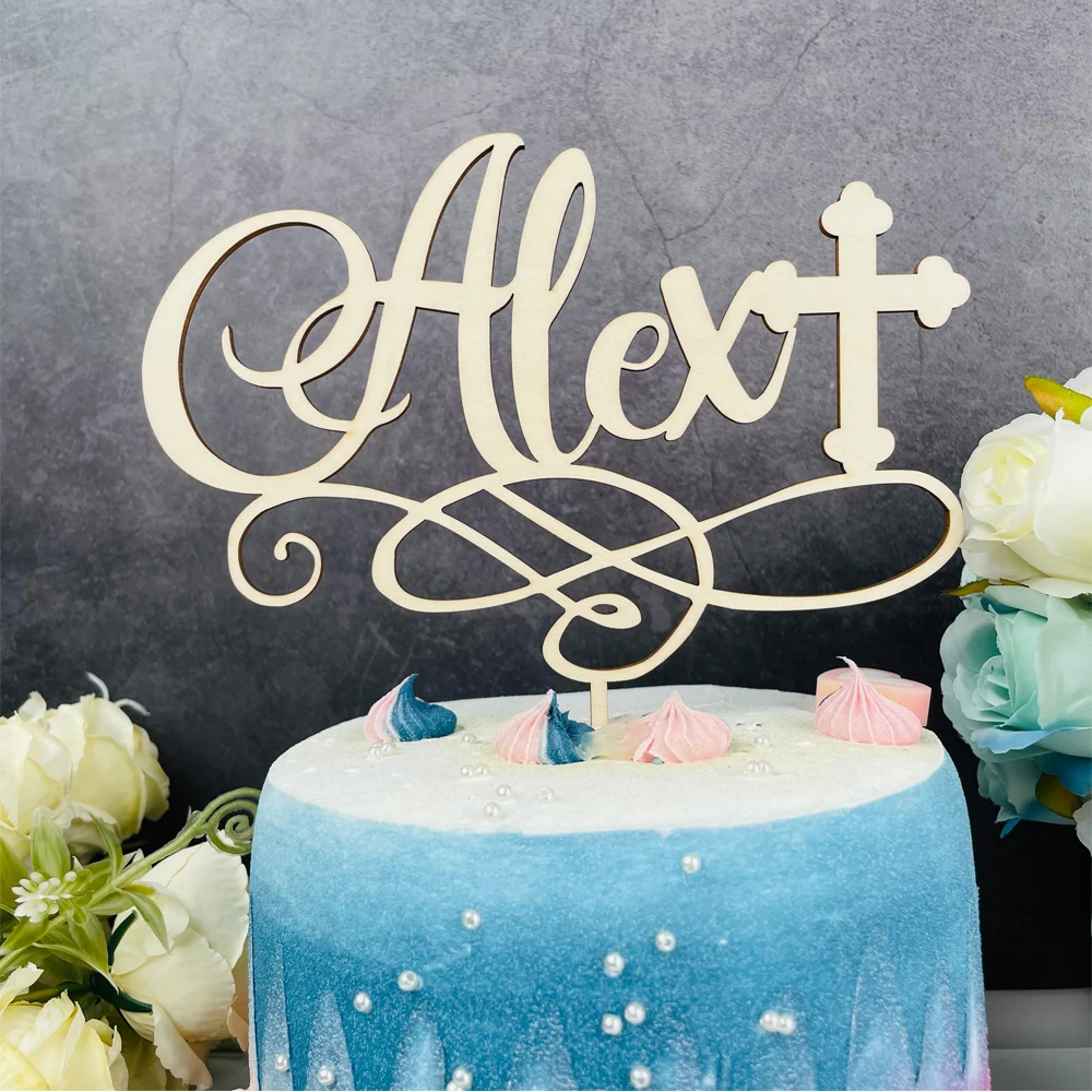 Персонализированный Топпер для торта с надписью God Bless крещения на заказ детский