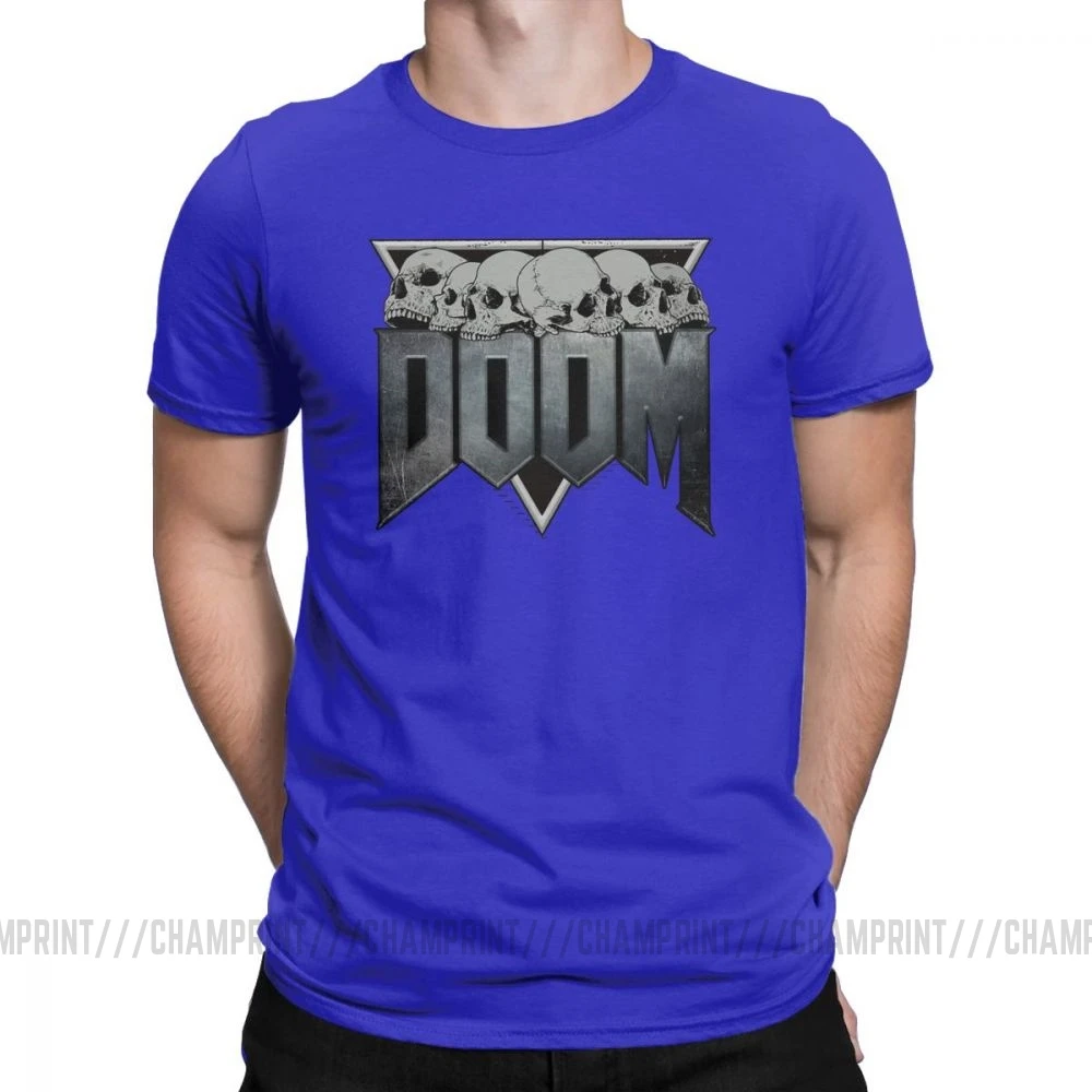 Мужская футболка Doom Eternal, хлопок, футболка, короткий рукав, игра, Конан, варвар, Тулса, змеиный культ, футболка, одежда с принтом - Цвет: Синий