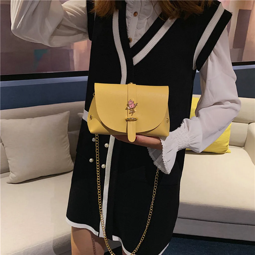 Женская однотонная сумка на плечо с цветочным принтом маленькая для улицы