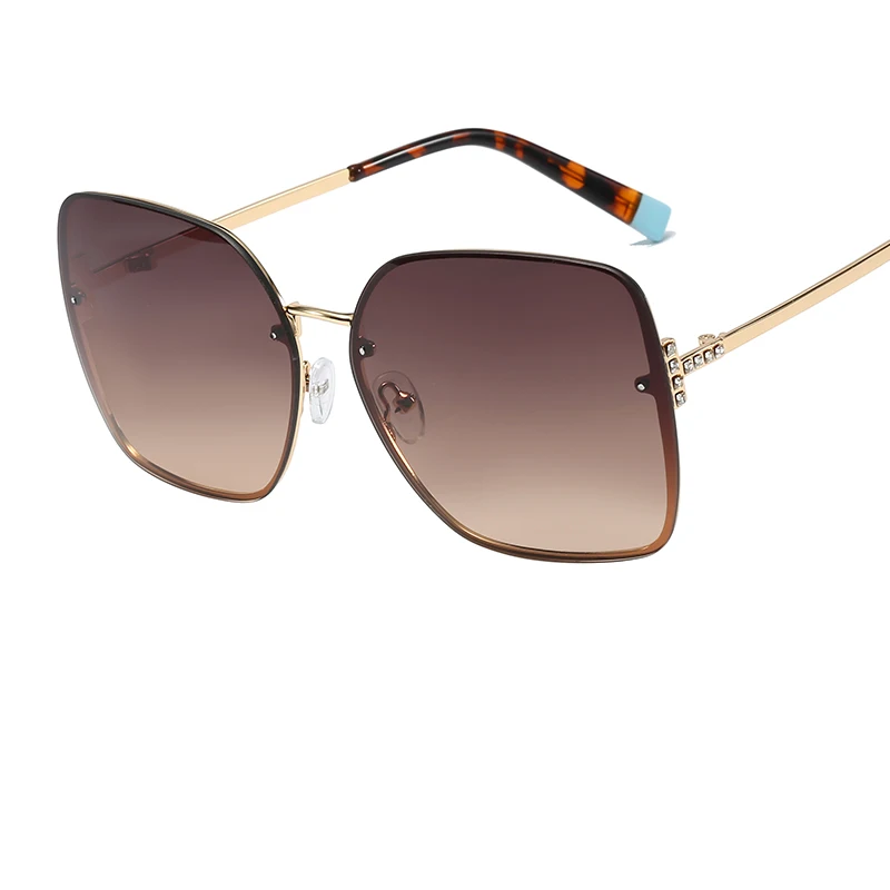 

2020 New High qulity Square sunglasses women fashion rimless brand designer Gradient shades glasses metal sunglasses woman