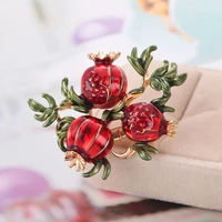 pomegranate brooch red fruit brooch enamel brooch ladies banquet jewelry gift